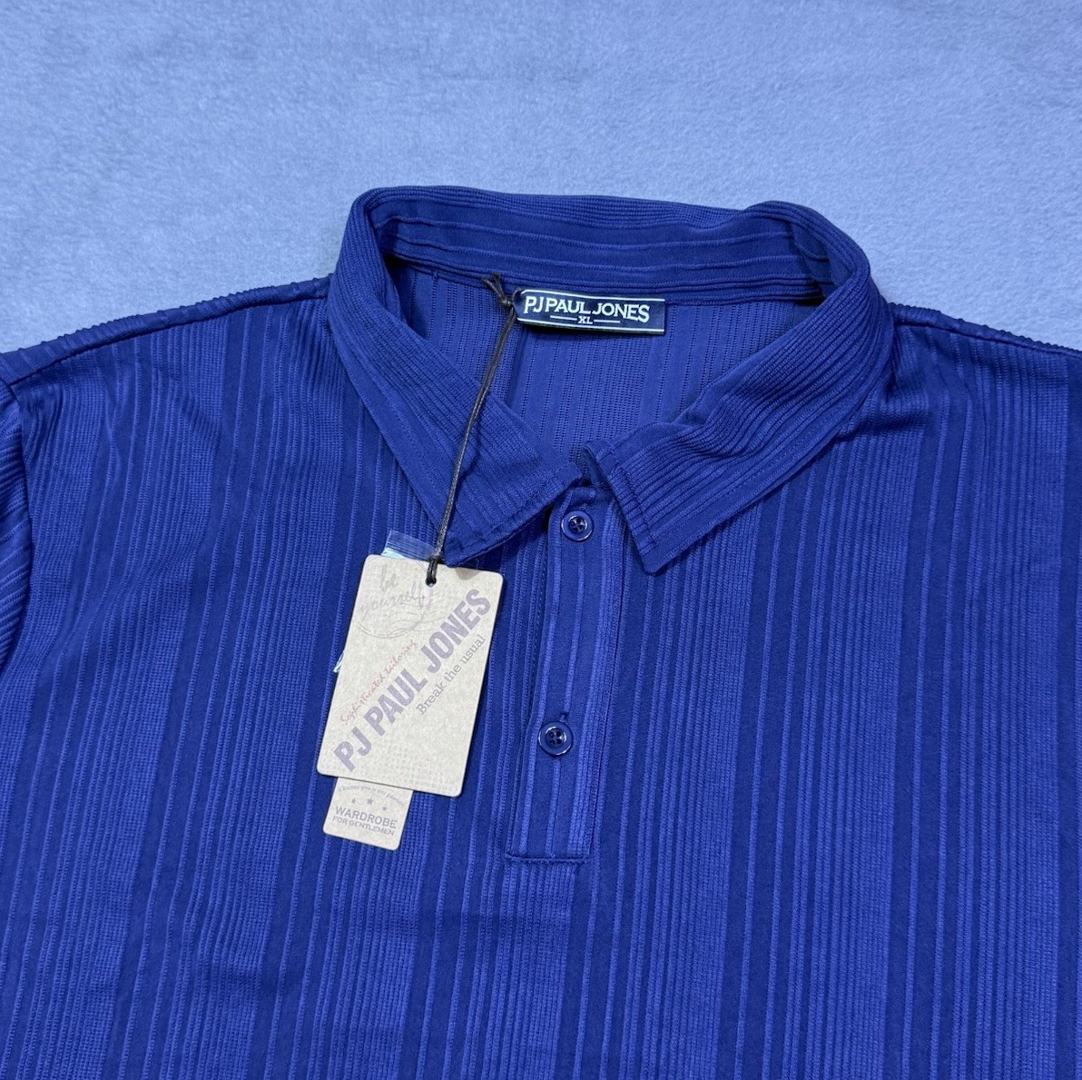 PJ Paul Jones Polo Shirt Mens XL Navy Textured Athleisure Dadcore NEW PJ Paul Jones Polo Shirt Mens XL Navy Textured Athleisure Dadcore NEW