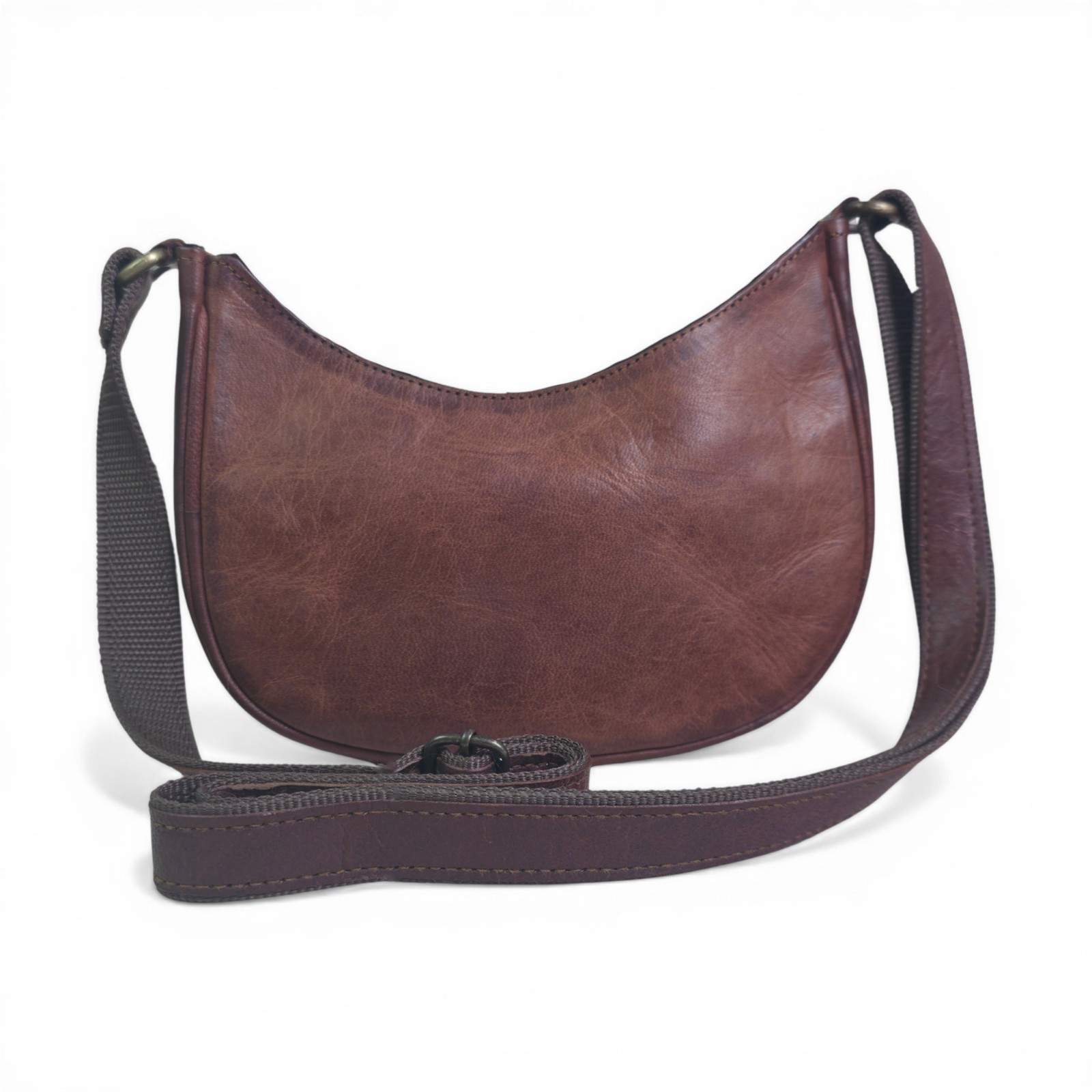 Madosh Genuine Leather Saddle Crossbody Bag Vintage Distressed Brown Purse