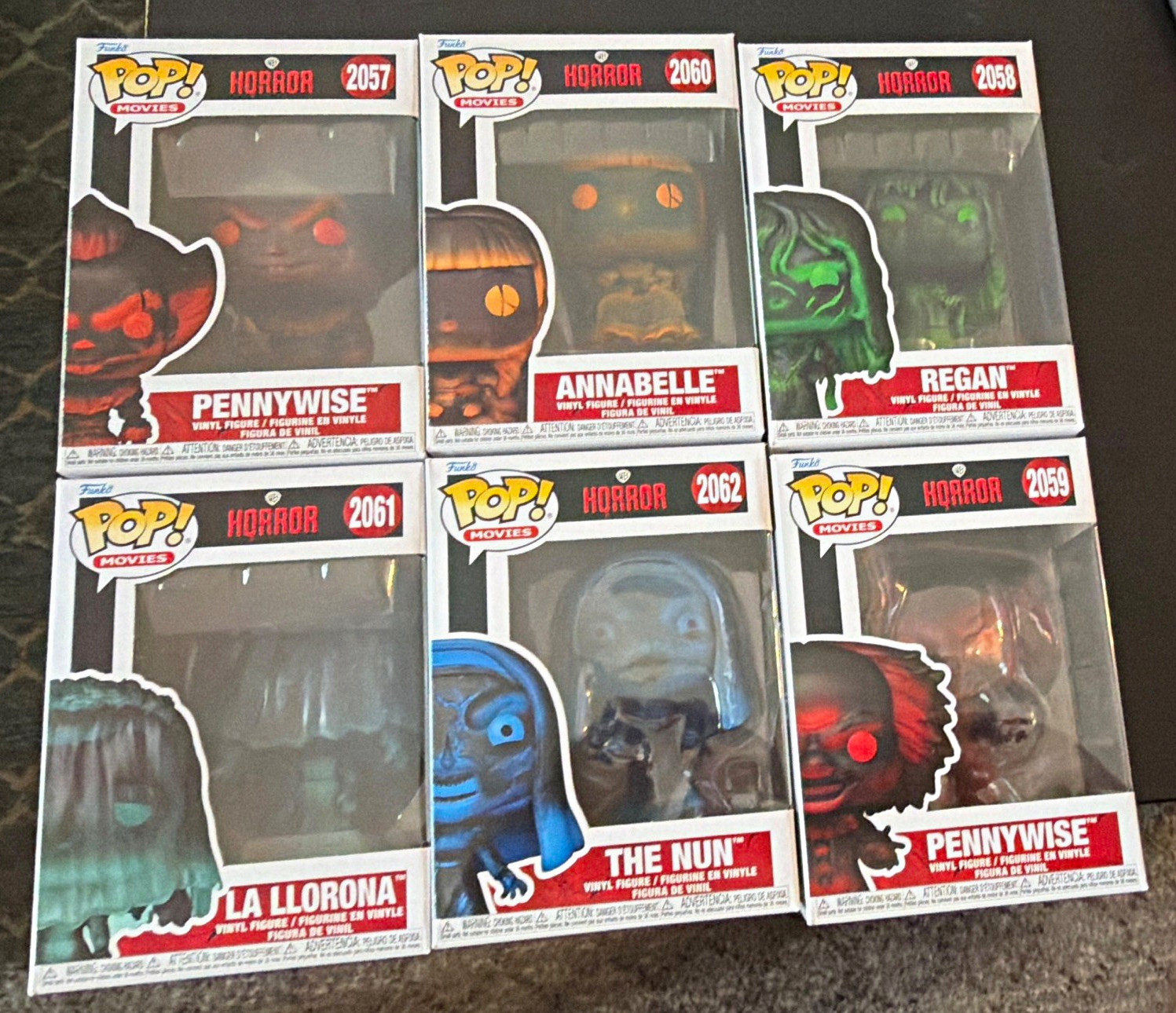 Funko Pop Movies Horror 6-Pack Boxed Pennywise Nun, Regan w/ sleeves & cards Funko Pop Movies Horror 6-Pack Boxed Pennywise Nun, Regan w/ sleeves & cards