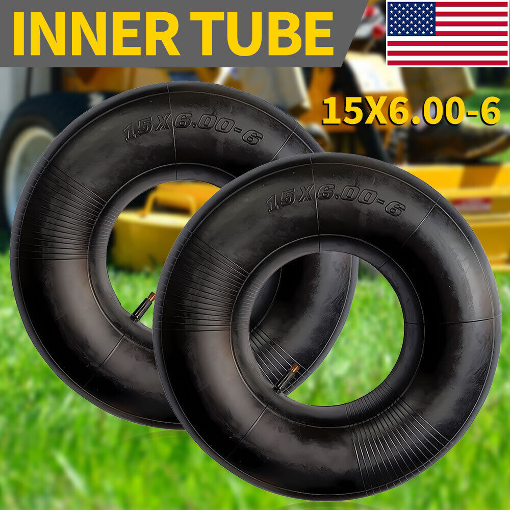 Pair of Lawn Mower Tire 15x6.00-6 Inner Tubes 15X6-6 15X6x6 15/6x6 TR13 Valve US