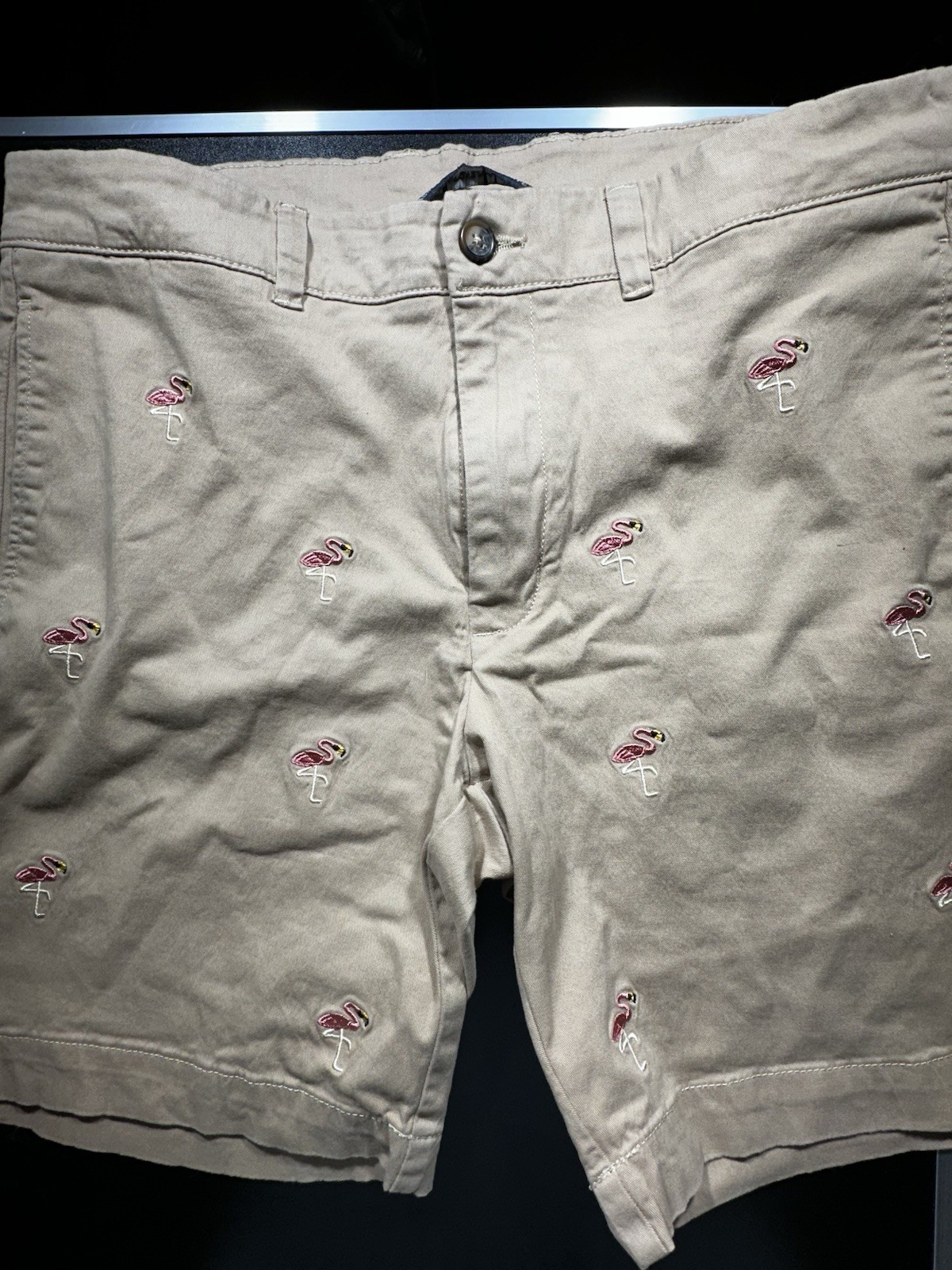 Vintage 1946 Washed Stoned Beaten Flat Front Flamingo Brown Mens Shorts 34x9