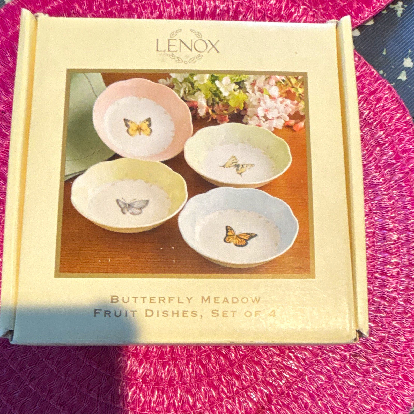 Lenox Butterfly Meadow Fruit Dishes Set of 4 Porcelain Multicolor Boxed Lenox Butterfly Meadow Fruit Dishes Set of 4 Porcelain Multicolor Boxed