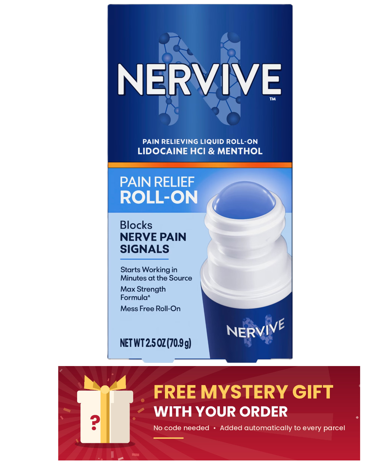 Nervive Pain Relieving Roll On, Max Strength Topical Pain Relief, 2.5 oz Nervive Pain Relieving Roll On, Max Strength Topical Pain Relief, 2.5 oz