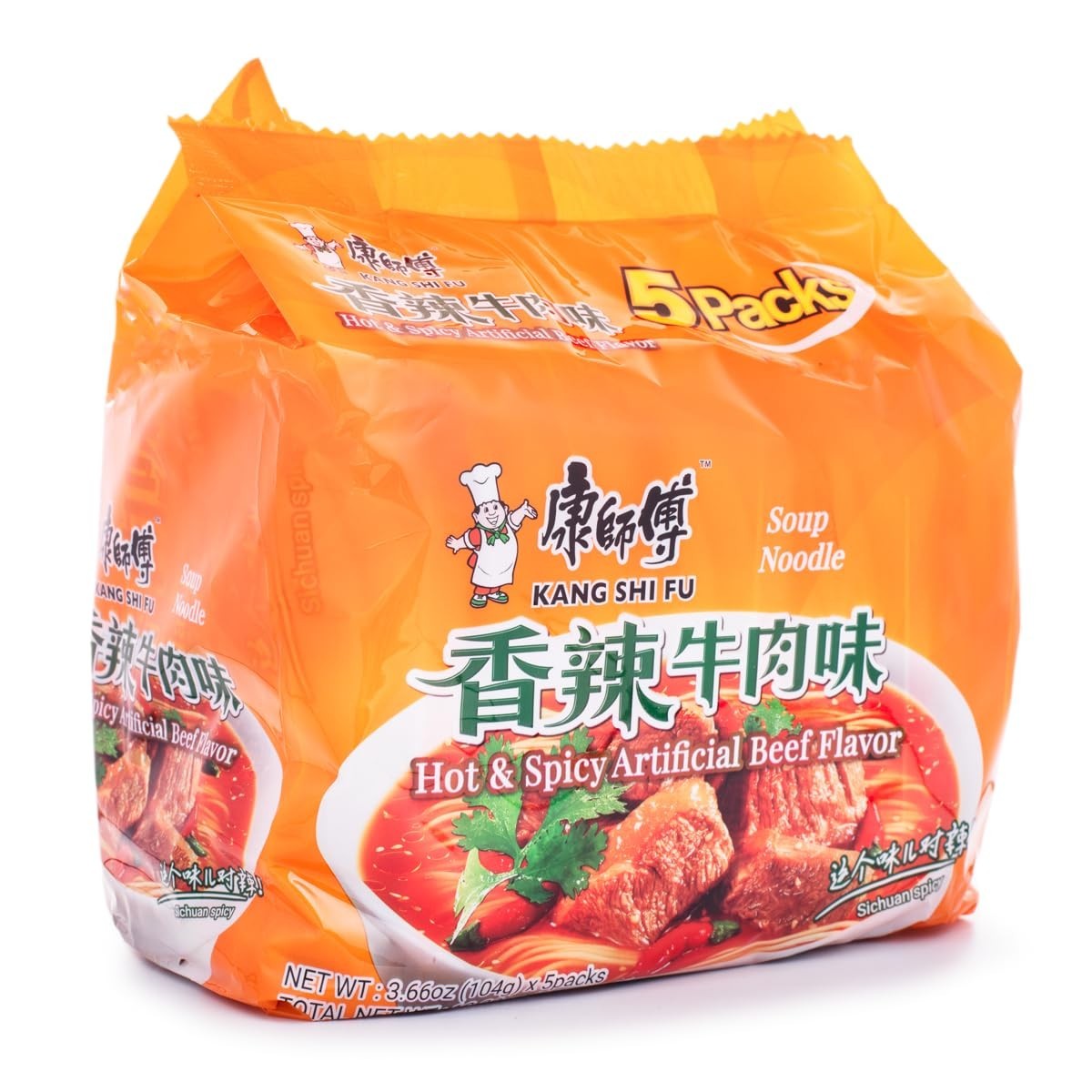 Master Kong Soup Noodle Hot & Spicy Beef Flavor 5Pk
