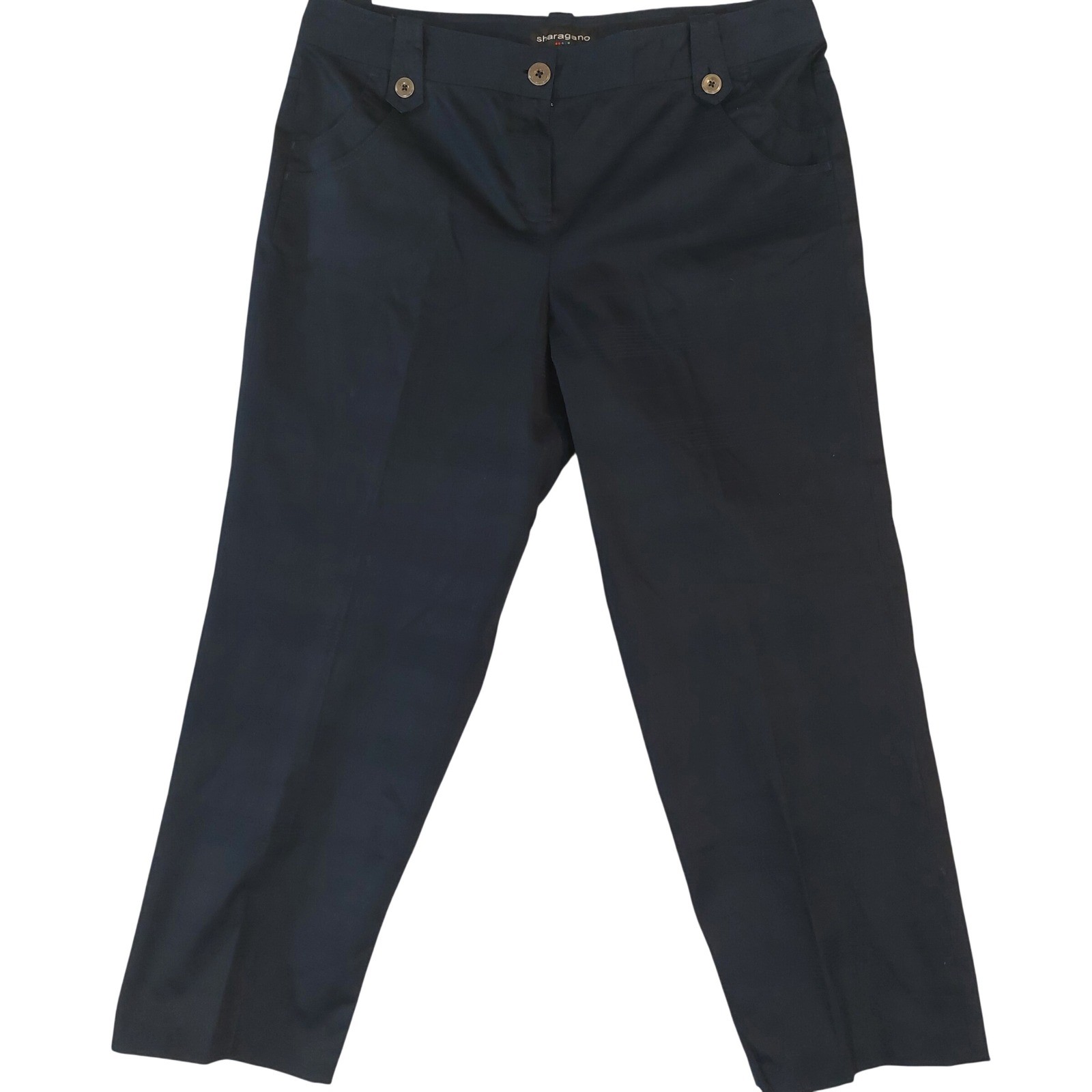 Sharagano Women\'s Navy Blue Cotton Blend Cropped Pants Size 16