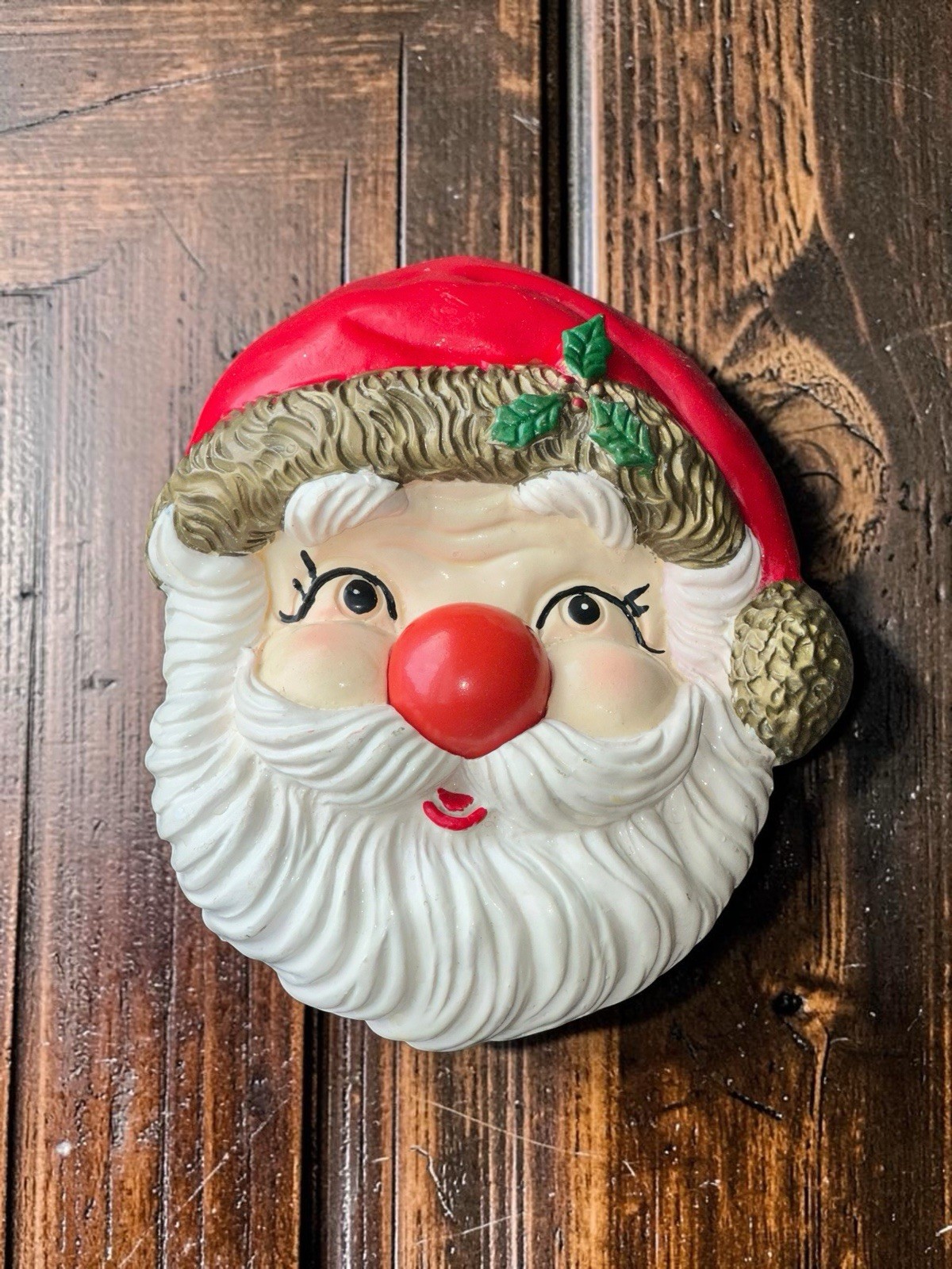 Vintage Lighted Christmas Santa Claus Face Musical Door Ringer VIDEO Works 60’s