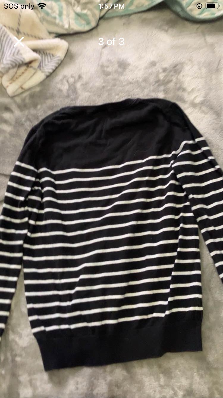 Madewell Women\'s Black & White Striped Crewneck Long Sleeve Knit Sweater S Madewell Women\'s Black & White Striped Crewneck Long Sleeve Knit Sweater S