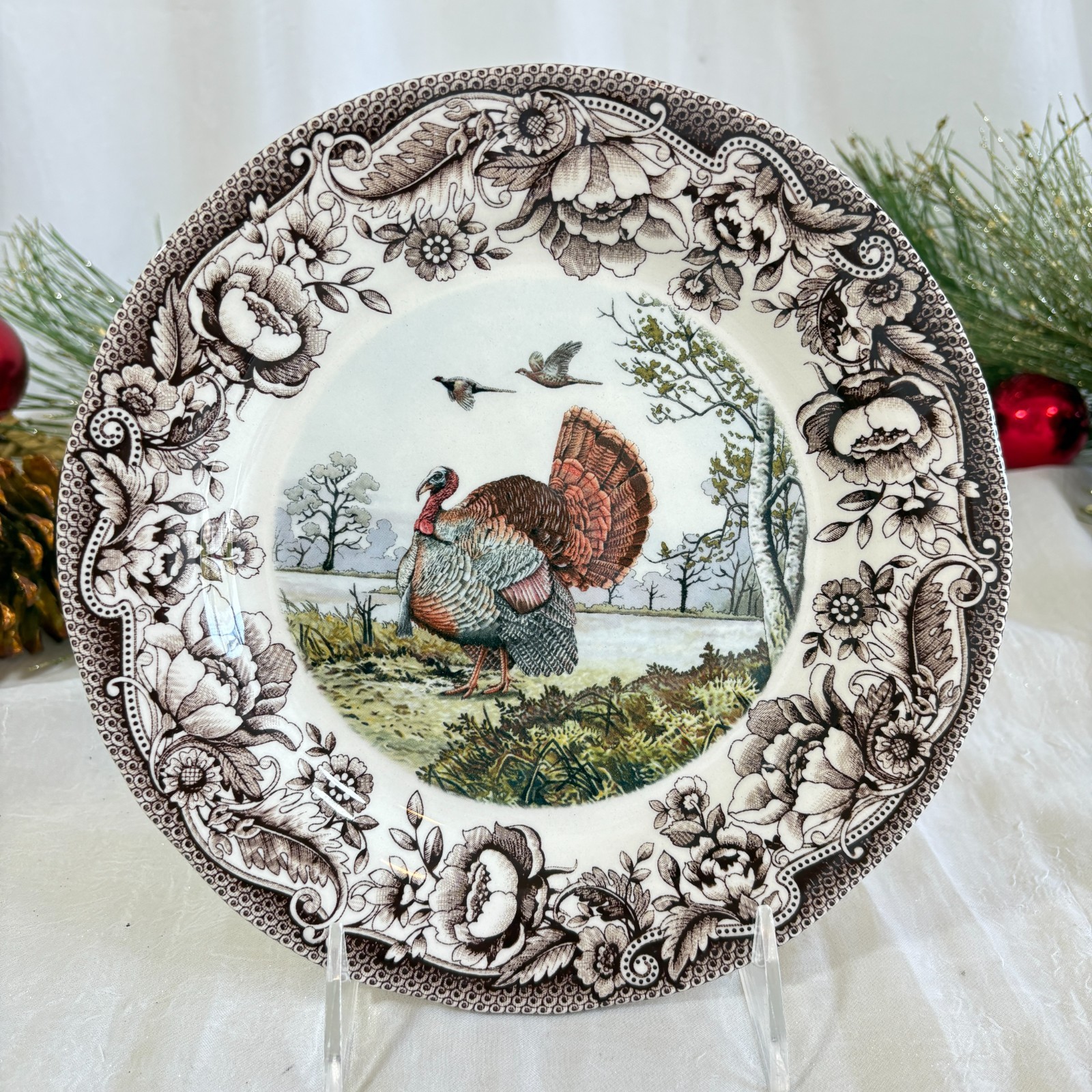 LEGEND British Heritage Thanksgiving Turkey Floral Border Salad Plates Set 2 LEGEND British Heritage Thanksgiving Turkey Floral Border Salad Plates Set 2