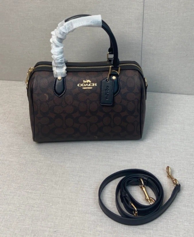 COACH  Roan Satchel Signature Canvas Walnut/Black CV961 Outlet NEW