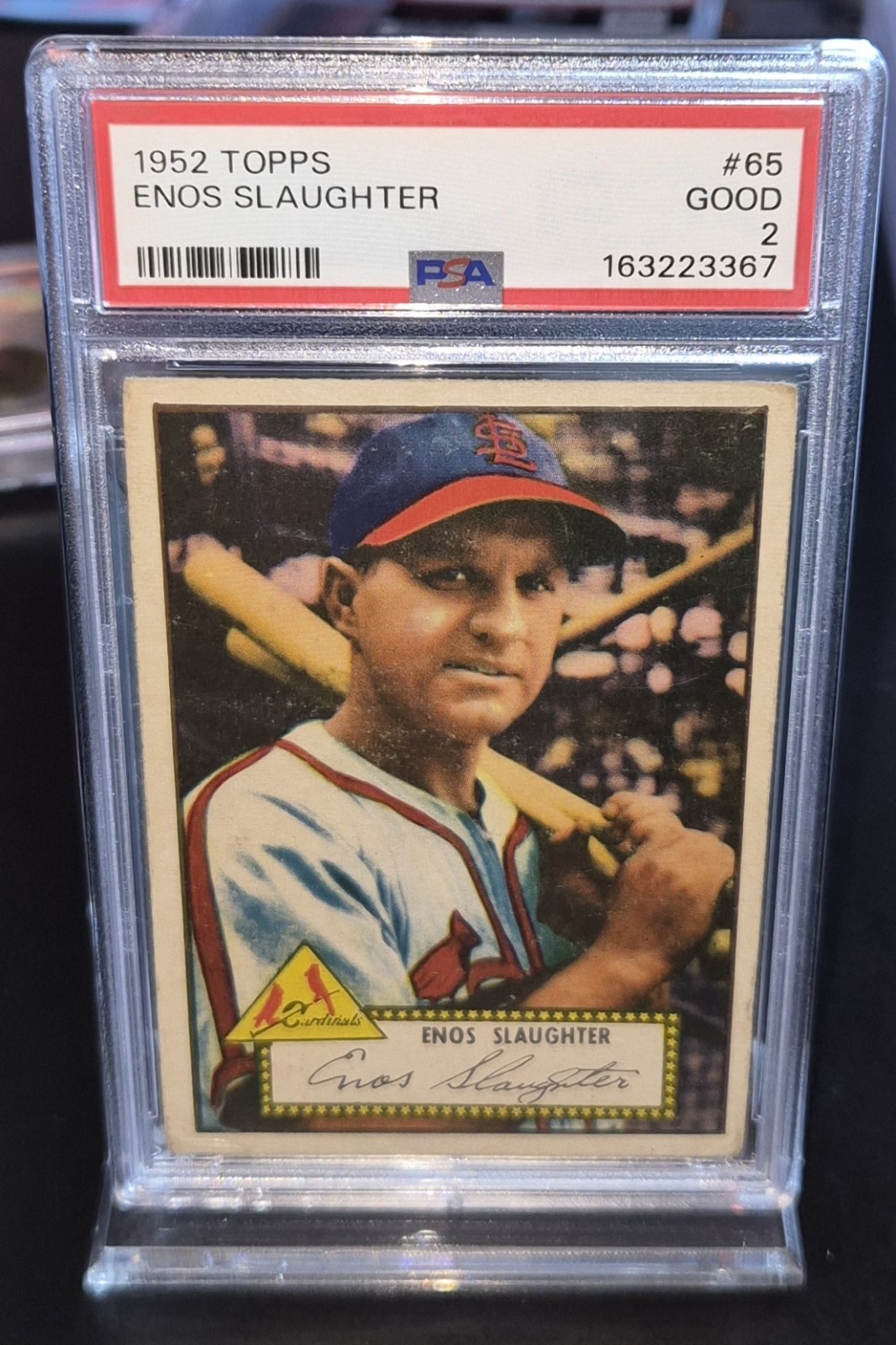 BRIGHT BOLD PSA 2 ENOS SLAUGHTER HOF 1952 TOPPS #65 GRADED VINTAGE 💥💥 BRIGHT BOLD PSA 2 ENOS SLAUGHTER HOF 1952 TOPPS #65 GRADED VINTAGE 💥💥