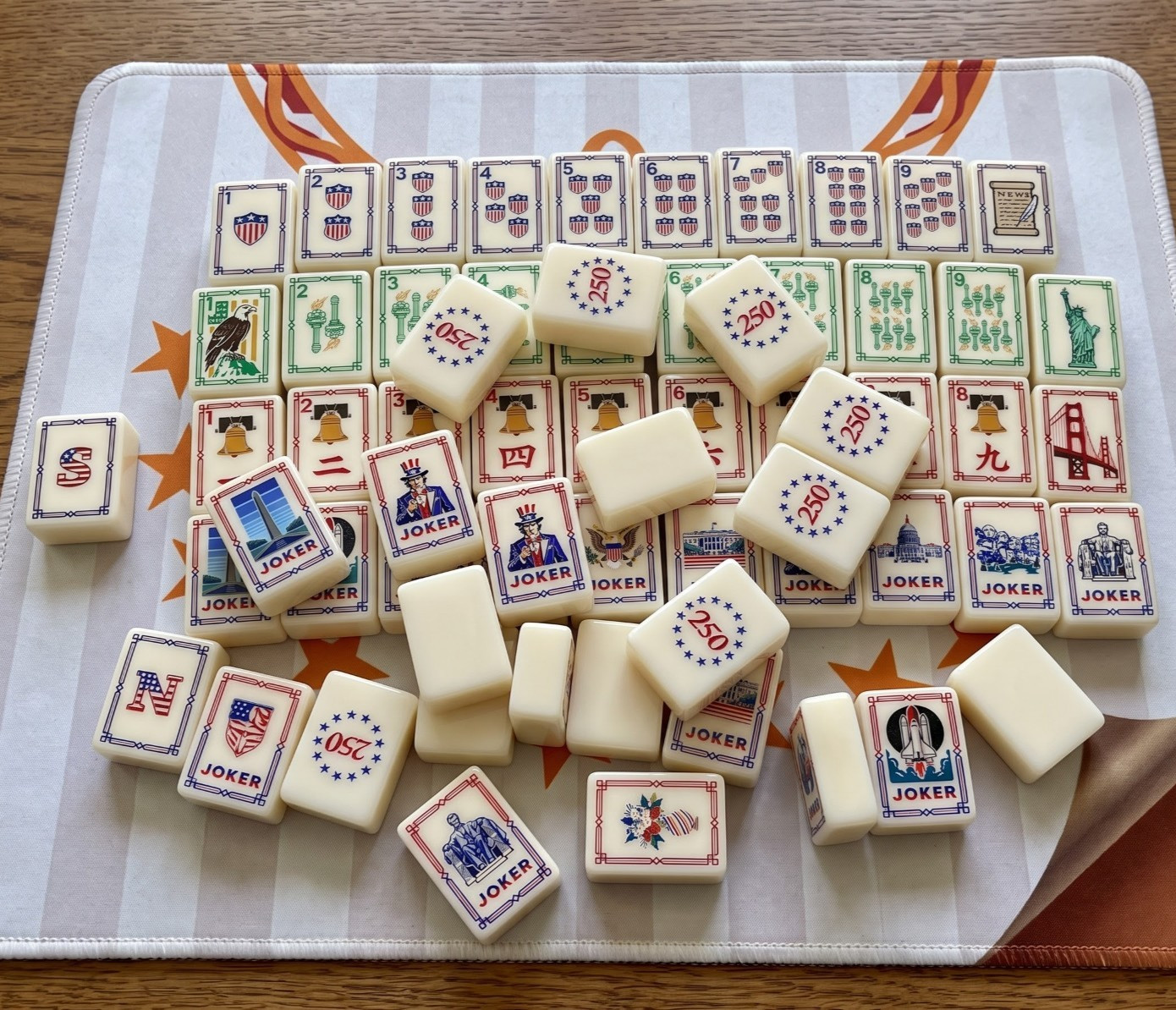 American Mahjong Tile Set Vintage Patriotic USA Landmark Liberty Bell Game Set American Mahjong Tile Set Vintage Patriotic USA Landmark Liberty Bell Game Set