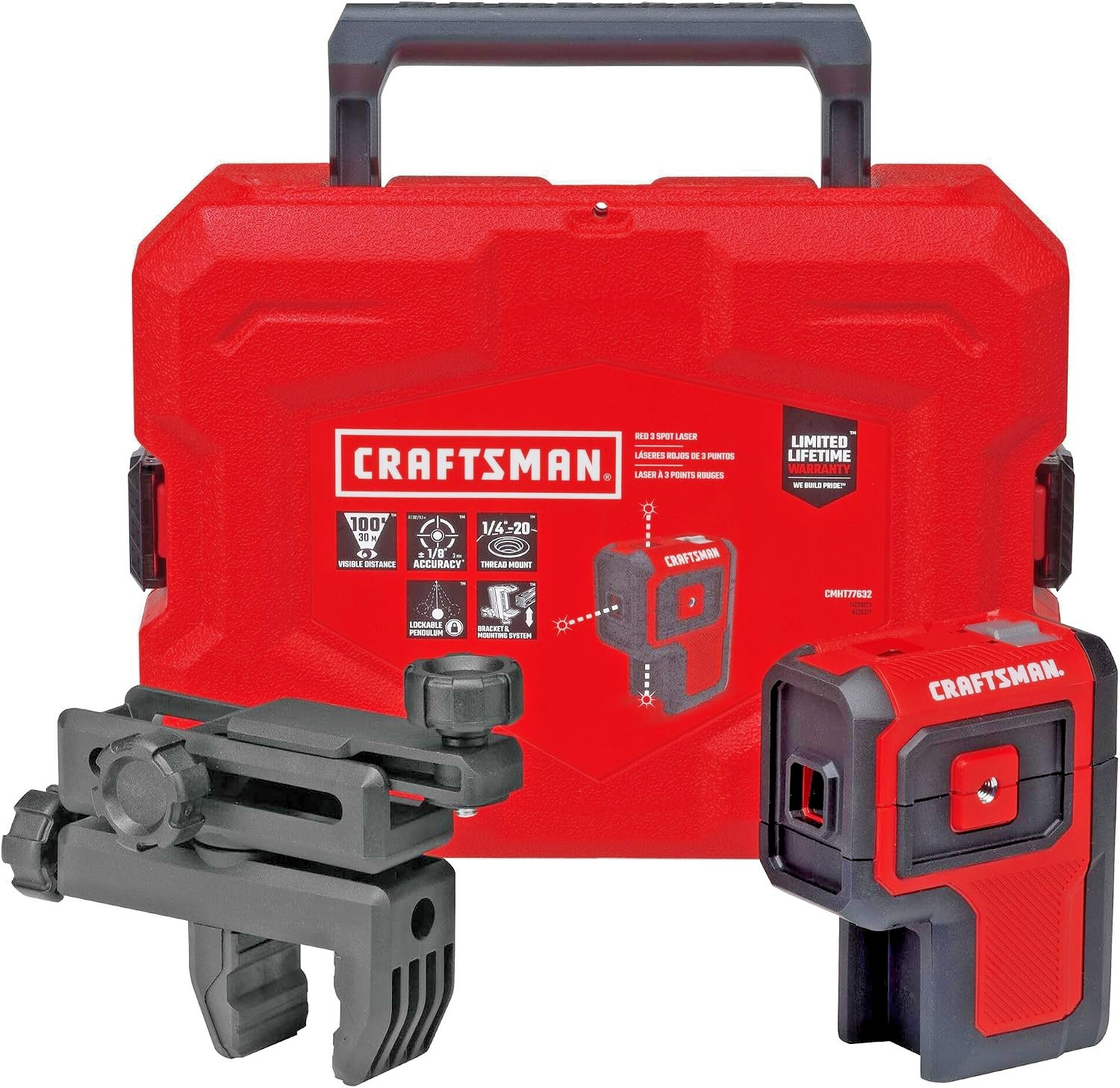 CRAFTSMAN 100\' Red 3-Point Self-Leveling Laser Kit (CMHT77632)