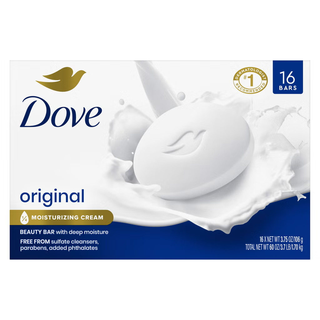 Dove Original Beauty Bar Soap Moisturizing 3.75 oz 16 Pack Dove Original Beauty Bar Soap Moisturizing 3.75 oz 16 Pack