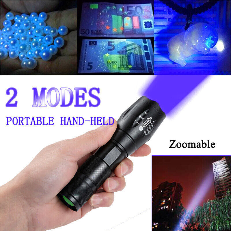 UV Flashlight Black Light Super Bright 120000lm Torch Ultra Violet Lamp LED