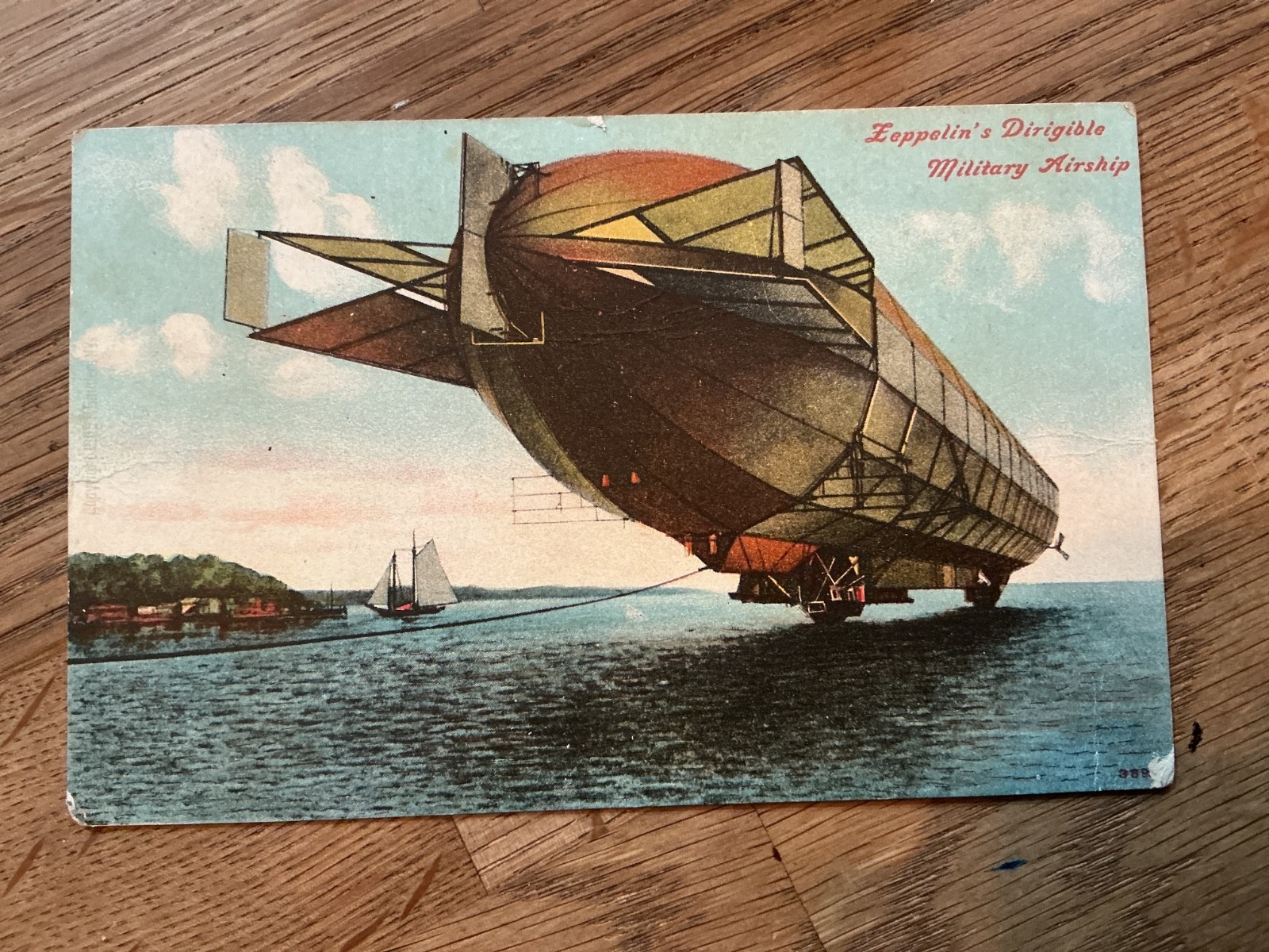 Antique: Zeppelin Dirigible Military Airship on Water Postcard Postcard 1910 Antique: Zeppelin Dirigible Military Airship on Water Postcard Postcard 1910