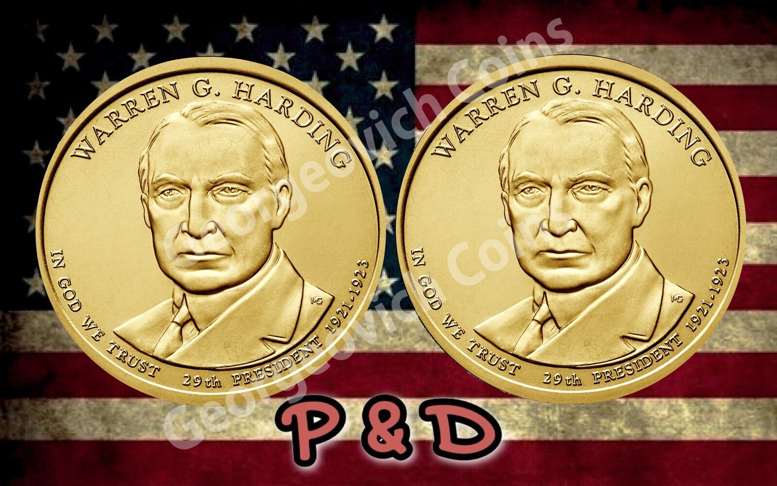 2014 P & D Warren G Harding Presidential Dollar BU (2 Coin Set) US Mint