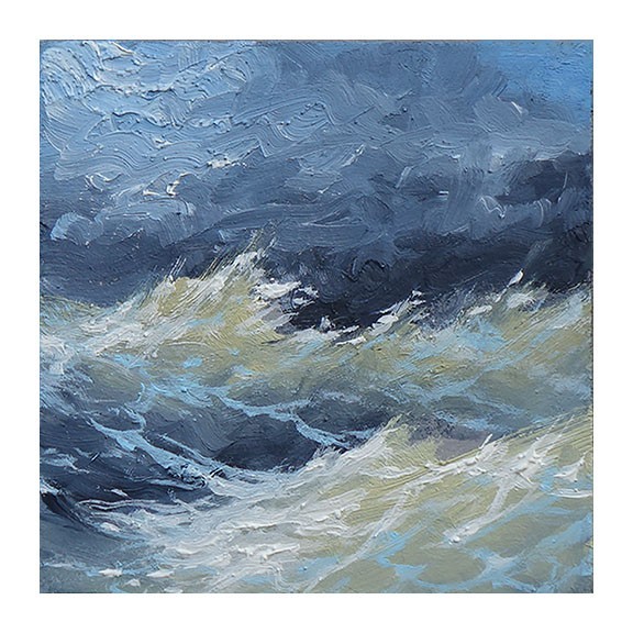 ORIGINAL OIL PAINTING ART SEASCAPE SEA UNIQUE STORM OCEAN WAVES HERRICANE SURF