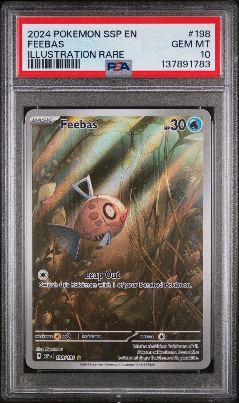 2024 POKEMON SSP EN-SURGING SPARKS ILLUSTRATION RARE #198 FEEBAS PSA 10 2024 POKEMON SSP EN-SURGING SPARKS ILLUSTRATION RARE #198 FEEBAS PSA 10