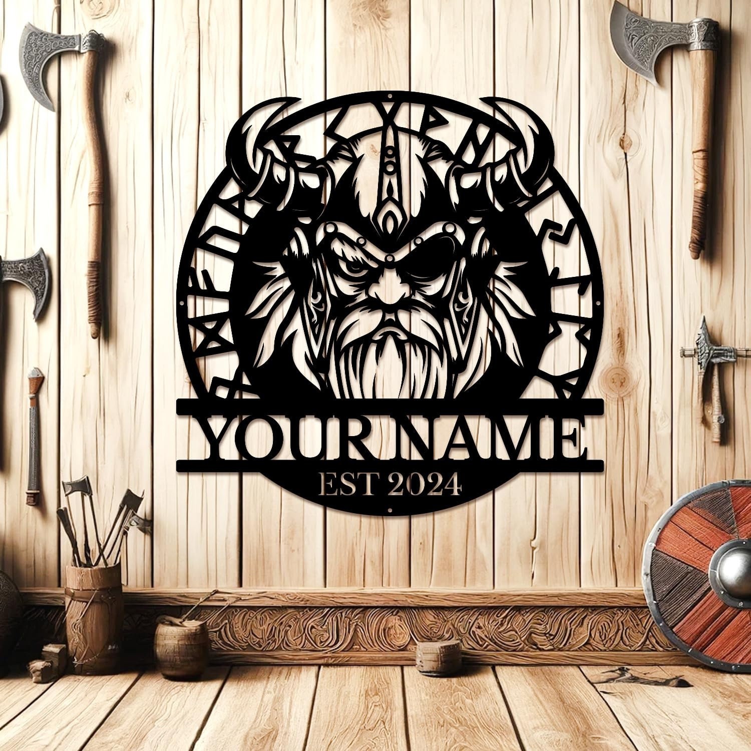 Custom Viking Metal Sign: Personalized Nordic Wall Decor