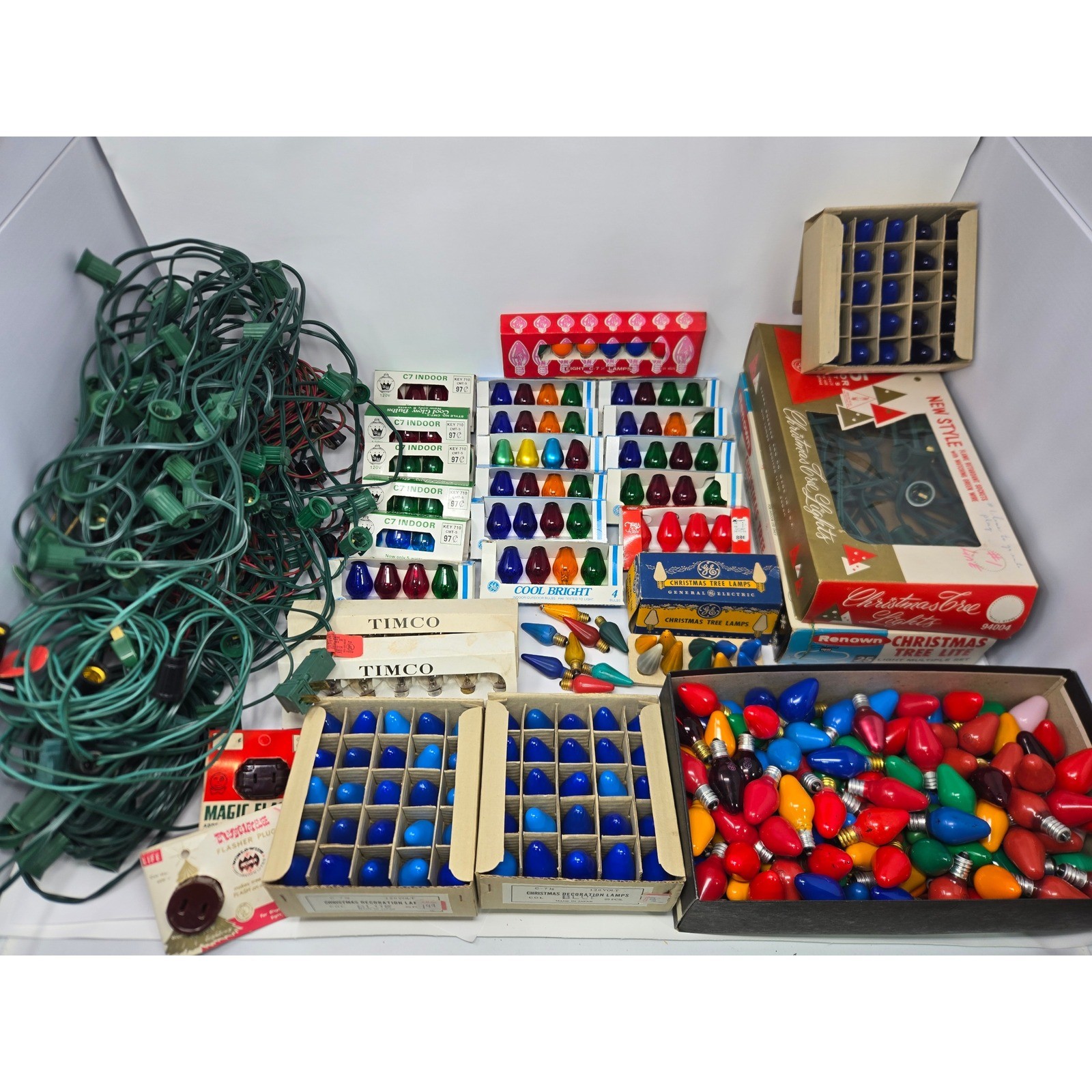 Vintage GE Sears Timco Christmas C7 Light Lot Bulbs Strings Mid-Century Holiday Vintage GE Sears Timco Christmas C7 Light Lot Bulbs Strings Mid-Century Holiday
