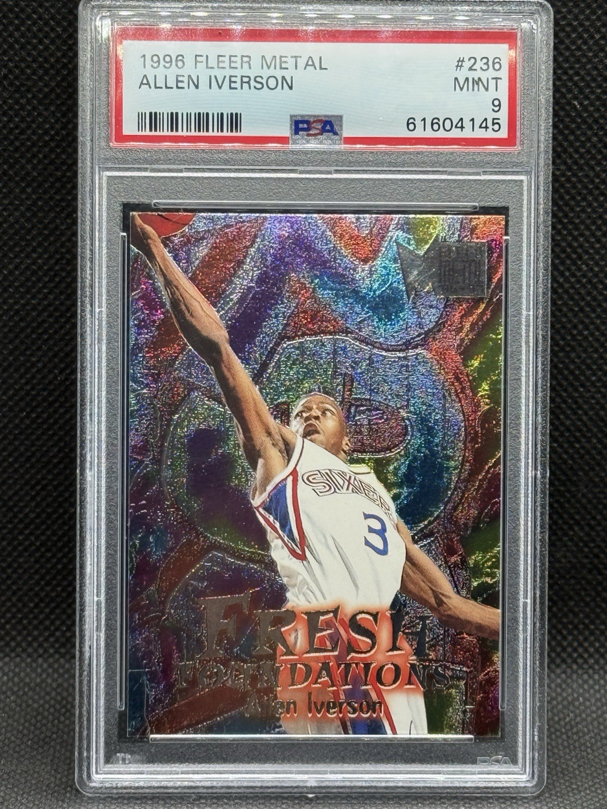 1996-97 Fleer Metal Fresh Foundations Allen Iverson 76ers #236 RC PSA 9 Mint 1996-97 Fleer Metal Fresh Foundations Allen Iverson 76ers #236 RC PSA 9 Mint