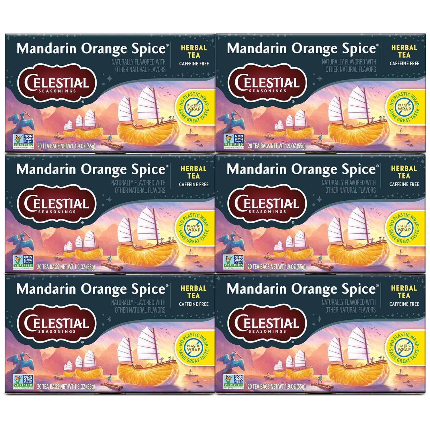 Celestial Seasonings Mandarin Orange Spice Herbal Tea, 20 Count, Pack of 6