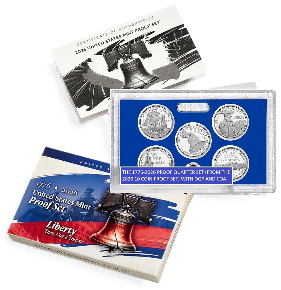 1776 - 2026 S Proof Quarter Set from 26RG Proof Set with OGP & COA - PRESALE