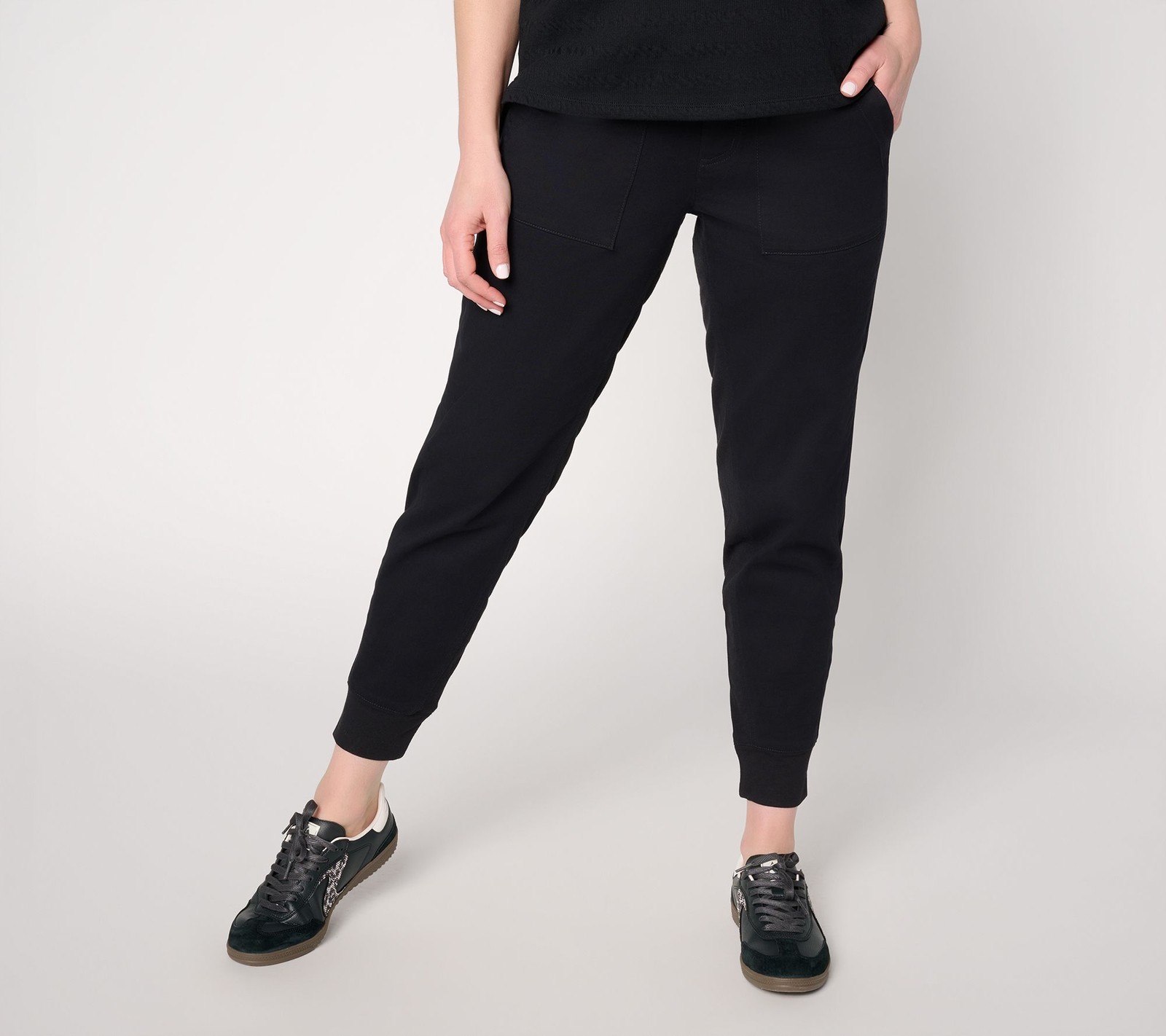 Anybody Regular Cozy Knit French Terry & Woven Jogger Black L New Anybody Regular Cozy Knit French Terry & Woven Jogger Black L New