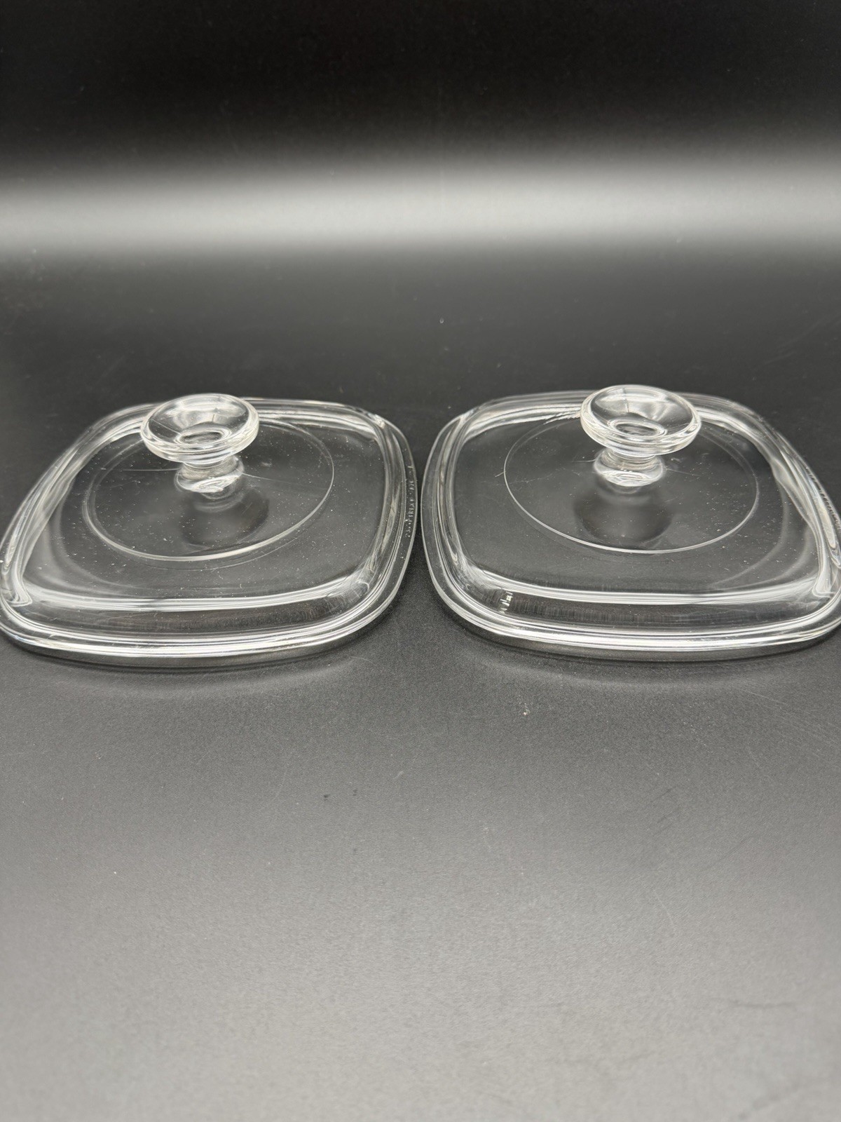 Lot of 2 Vintage Pyrex A-7-C Clear Glass Lid for Corning Ware 1-1.5 Qt Casserole
