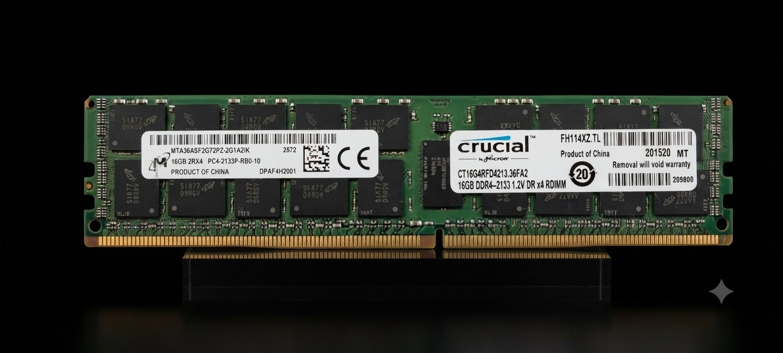 Micron 16GB 2133P 2Rx4 DDR4 RDIMM MTA36ASF2G72PZ-2G1A2IK (Server Memory) ECC RAM Micron 16GB 2133P 2Rx4 DDR4 RDIMM MTA36ASF2G72PZ-2G1A2IK (Server Memory) ECC RAM