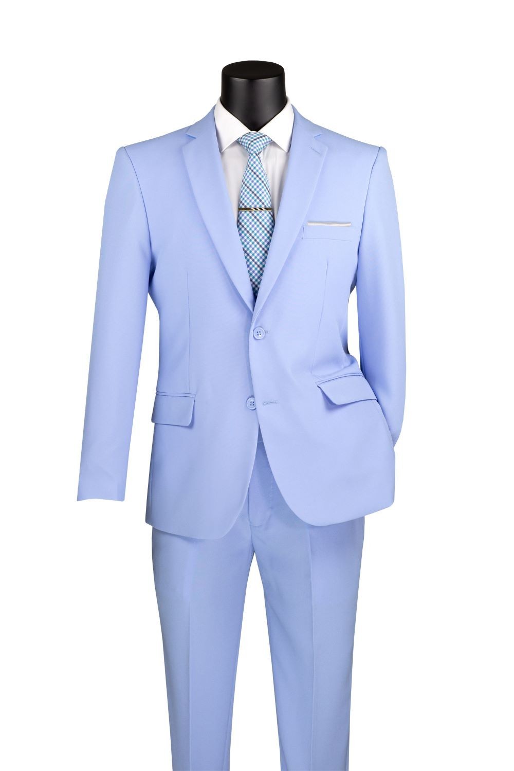 Lucci by Vinci Men's Regular Fit 2-Piece Solid Color Suit Light Blue Lucci by Vinci Men's Regular Fit 2-Piece Solid Color Suit Light Blue