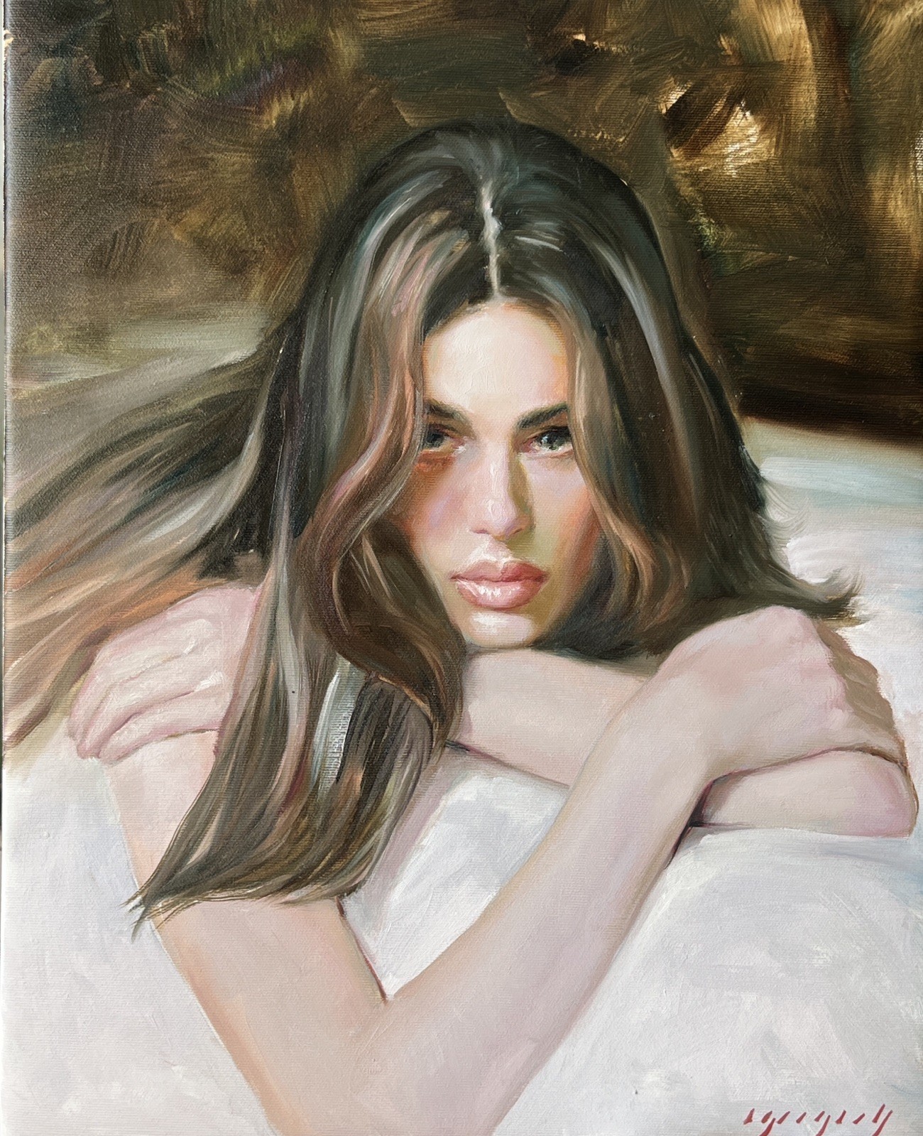 Original Oil Painting, Portrait, Female Figure, Modern Art 16x20 Inch Original Oil Painting, Portrait, Female Figure, Modern Art 16x20 Inch