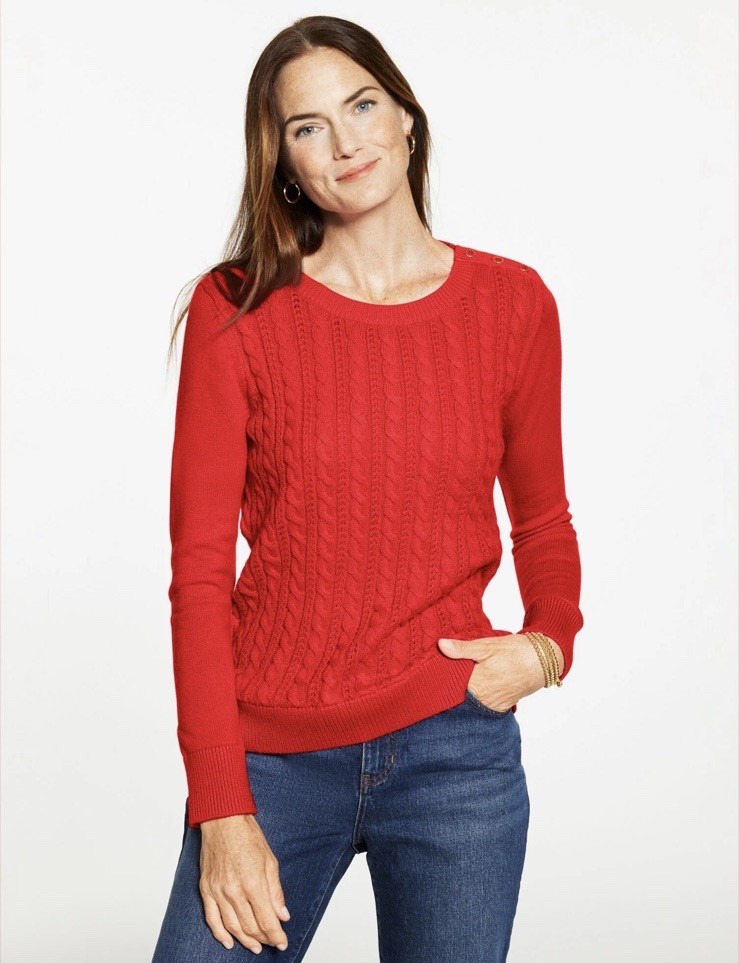 NWT Talbots Women’s Size XL Red Cotton Blend Crew Neck Pullover Sweater