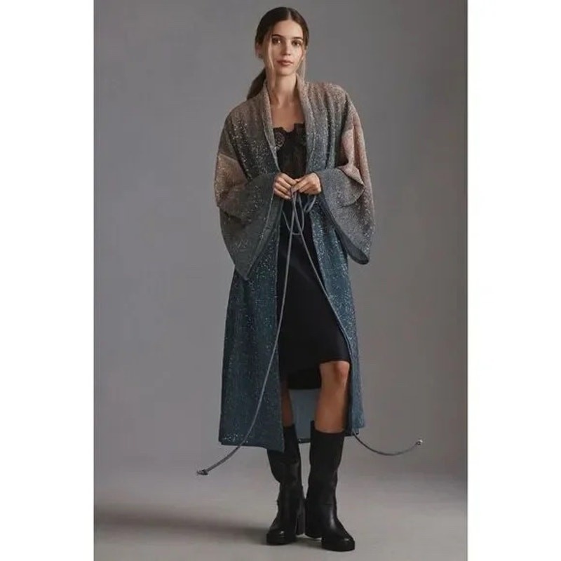 Anthropologie Sparkly Sequin Long Cardigan One Size - Stevie Nicks Boho Duster