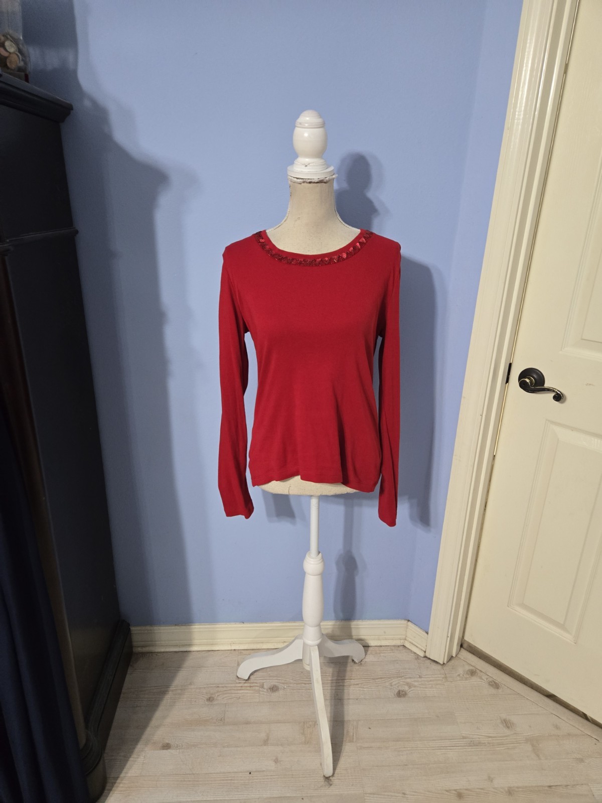 Talbots Small Blouse Womens Red Long Sleeve