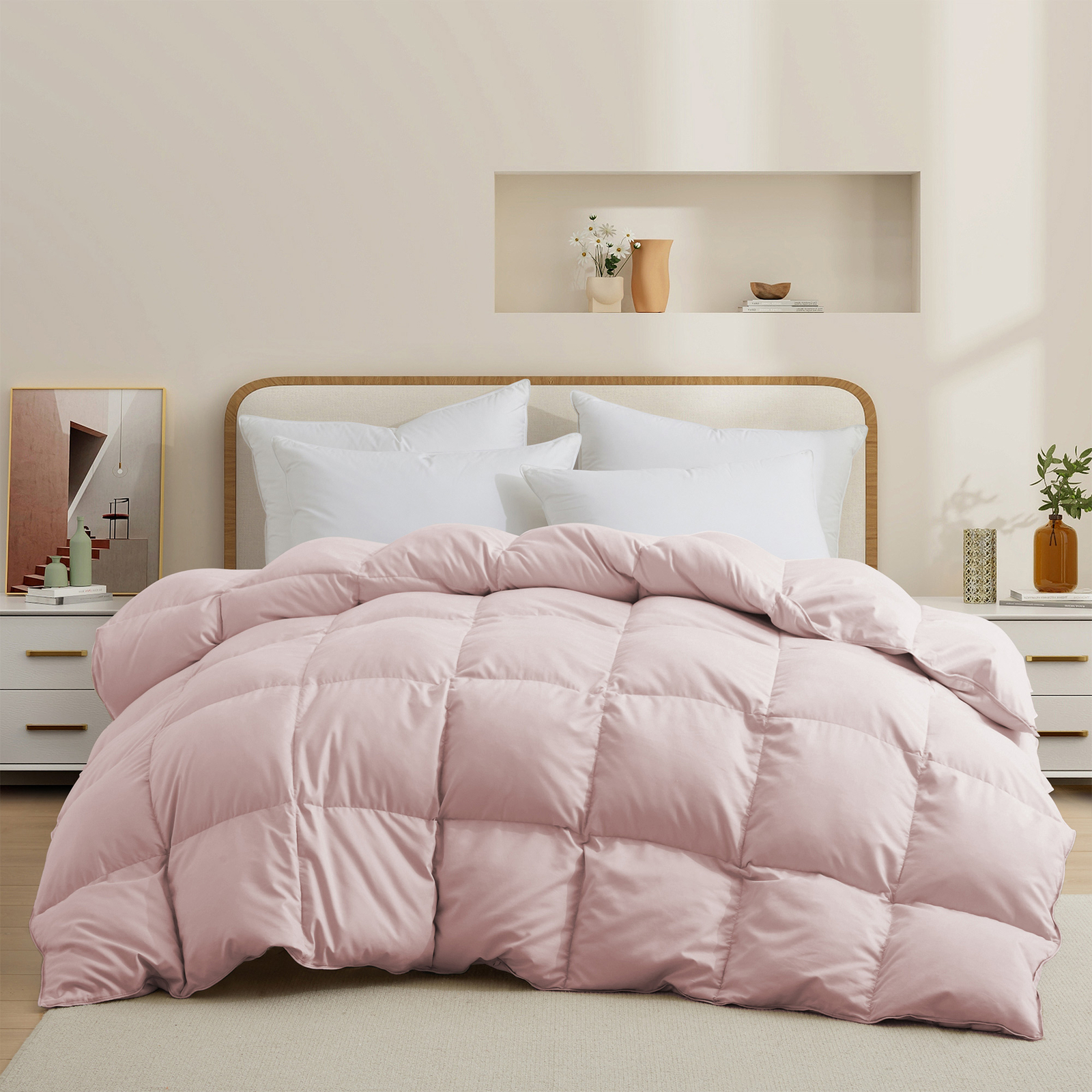 HOTEL Soft Oversized Down Feather Fiber Comforter , King or Queen Bed Blanket