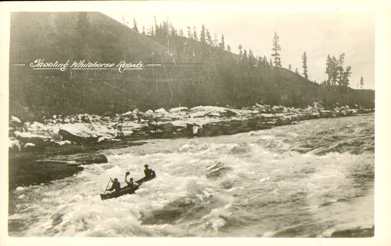 Alaska Shooting Whitehorse Rapids Postcard RPPC 1912 Canoeing Real Photo N
