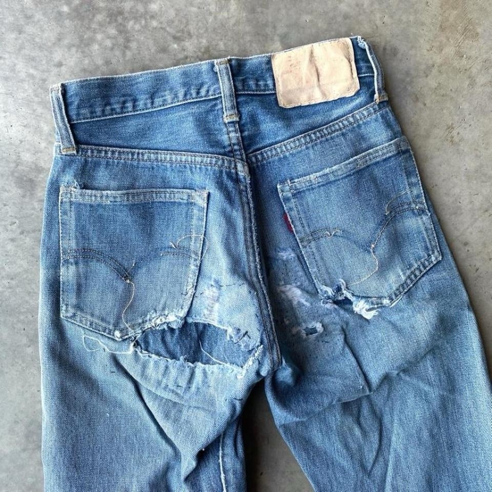 VTG 1960s big E selvedge Levi’s 502 lemon stitching Talon Zip #4 Stamp