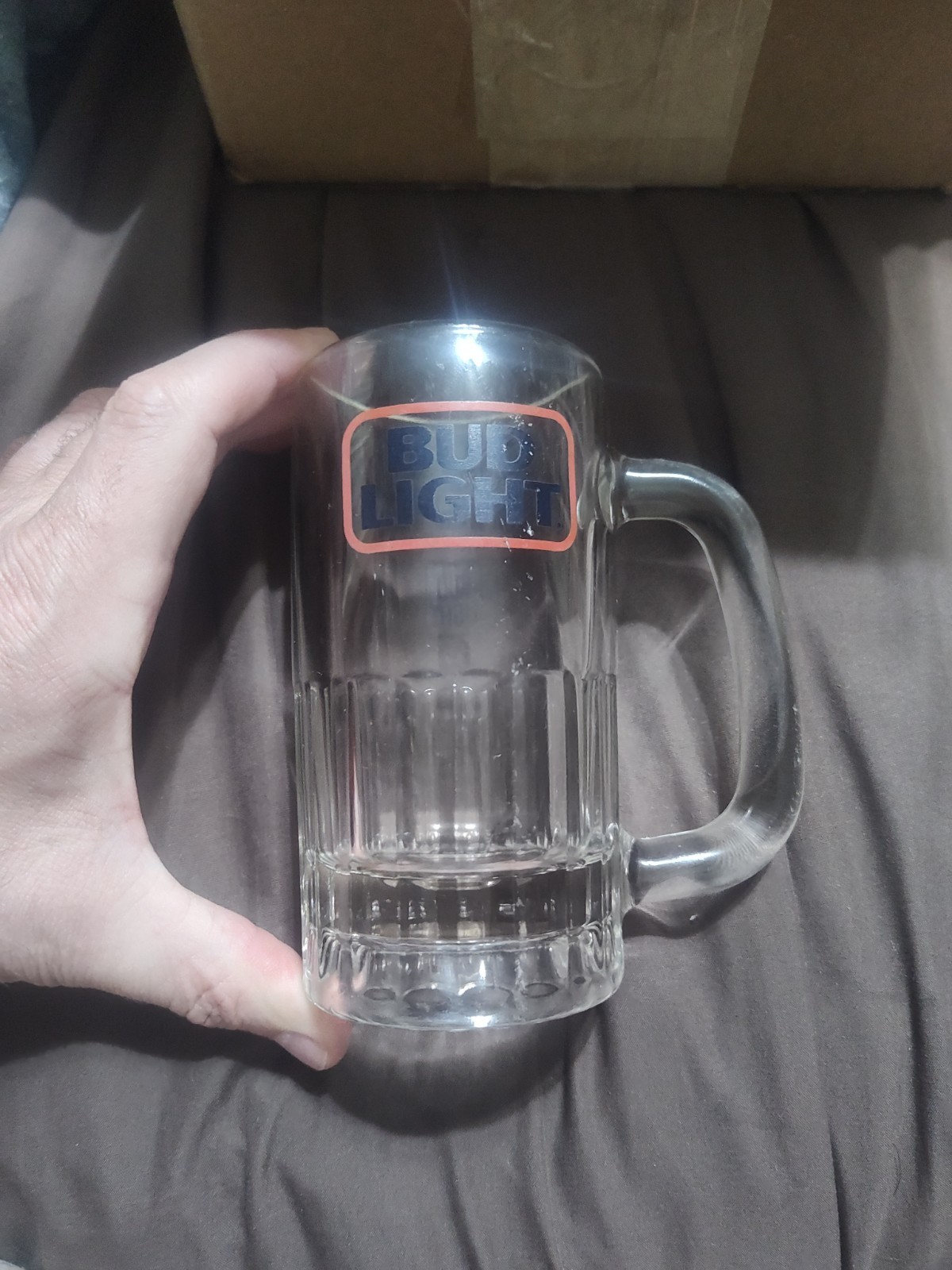 Vintage Bud Light Glass Beer Mug - Classic 16 oz Barware Stein with Handle Heavy Vintage Bud Light Glass Beer Mug - Classic 16 oz Barware Stein with Handle Heavy