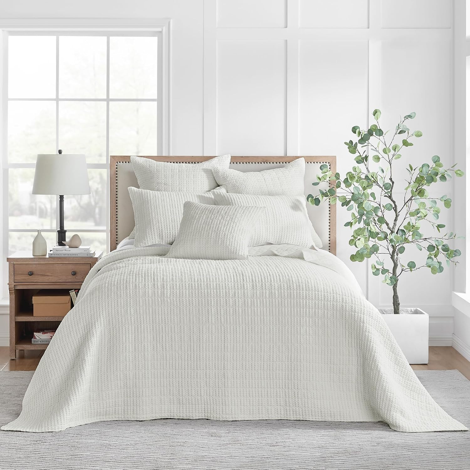 Levtex Home Mills Waffle Queen Bedspread Set 106X106in 2 Pillow Shams 26X20In Levtex Home Mills Waffle Queen Bedspread Set 106X106in 2 Pillow Shams 26X20In