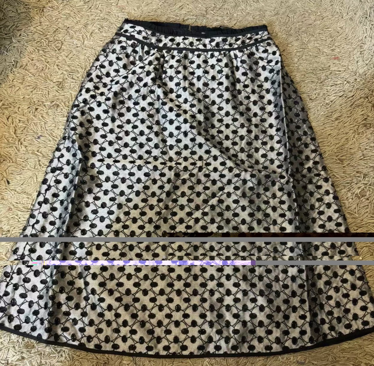 Reiss Ronni Textured Jacquard Skirt Black Silver US 6 NWT