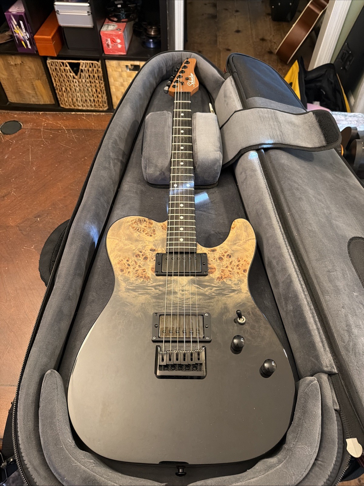 Schecter Diamond Series Research PT Standard Electric Guitar  / Black Burst Burl