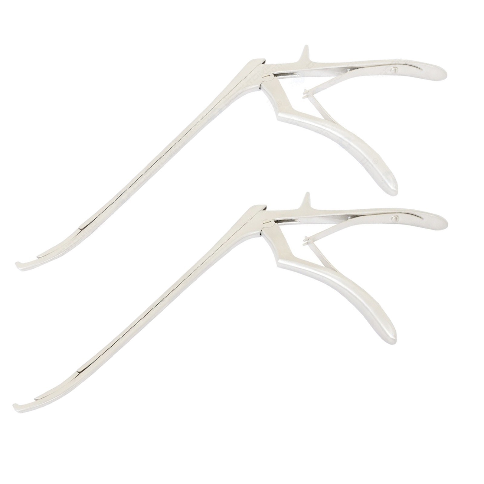 Lot Of 2 Pcs Bayonet Kerrison Rongeurs 45° Curved Up 2mm+3mm Surgical Inst Lot Of 2 Pcs Bayonet Kerrison Rongeurs 45° Curved Up 2mm+3mm Surgical Inst