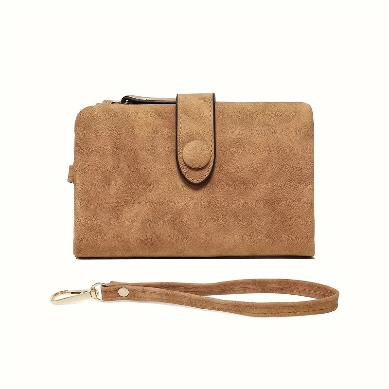 Women Trifold Wallet Matte Finish Card Slots ID Window Zipper Coin Pocket