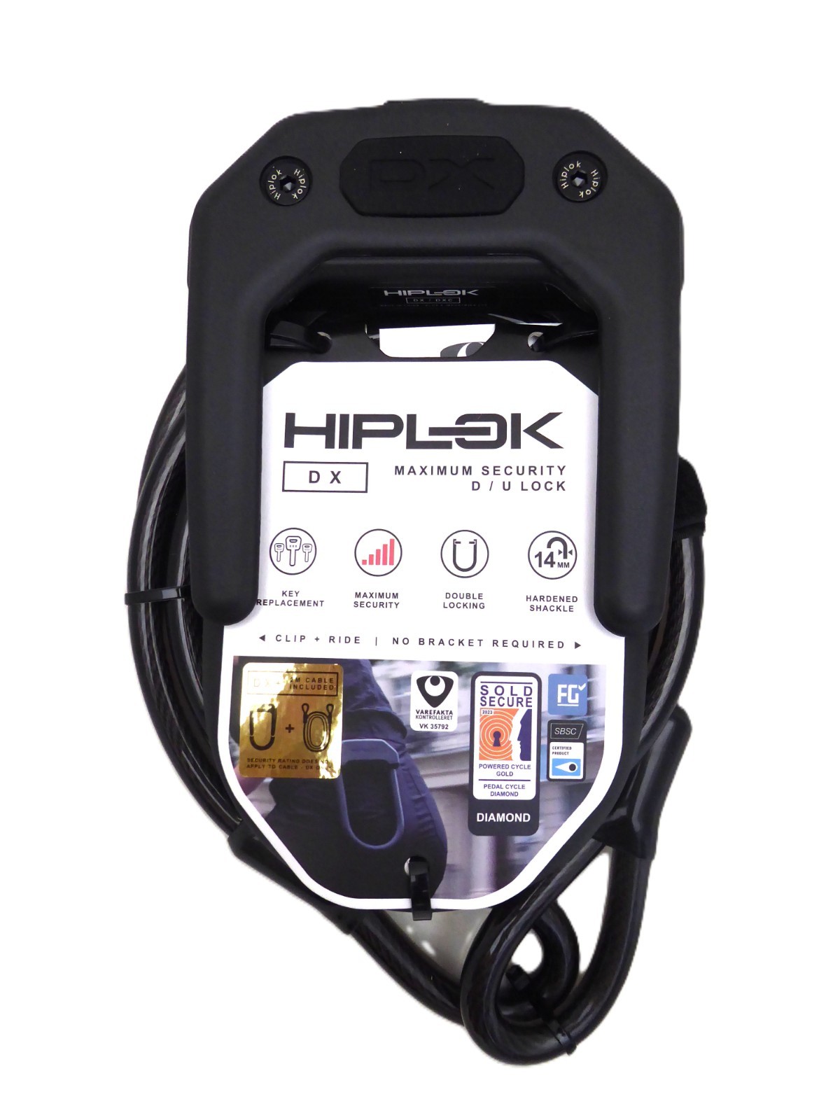 Hiplok DX Plus U-Lock and Cable Lock, Black Hiplok DX Plus U-Lock and Cable Lock, Black