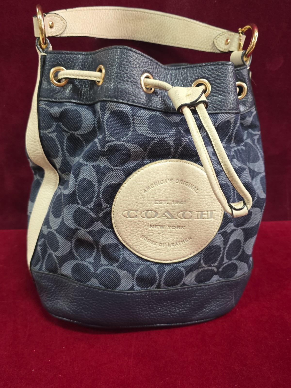 Coach C4101 Dempsey Drawstring Bucket Bag In Signature Denim