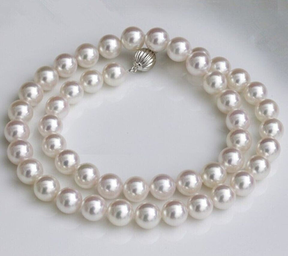 AAAAA 8-9 MM GENUINE NATURAL Australian south sea white pearl necklace 18\