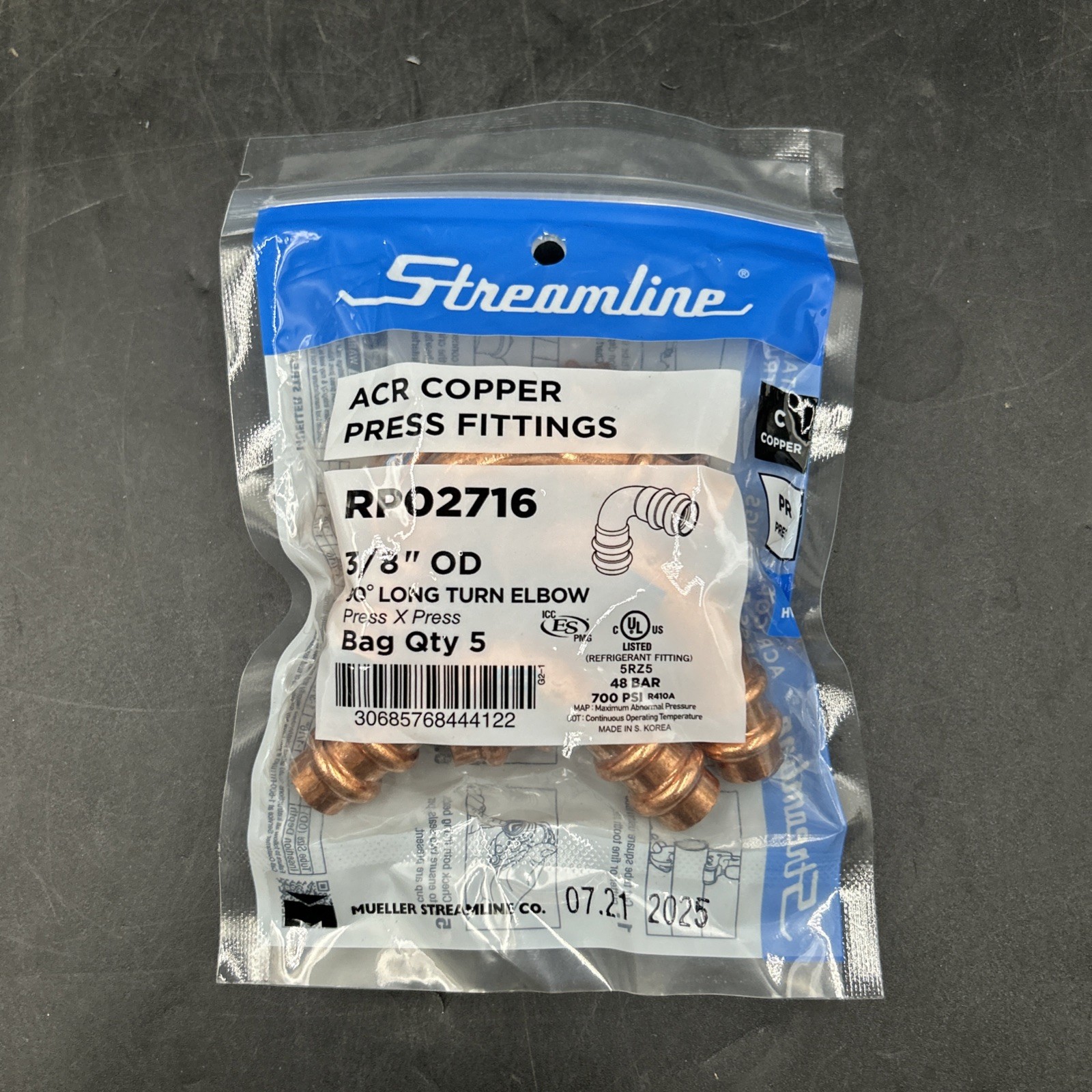 New (QTY. 5) Mueller Streamline RP02716 3/8 New (QTY. 5) Mueller Streamline RP02716 3/8