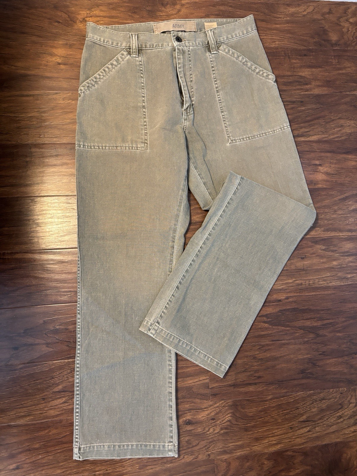 Gap Jeans Mens 33x29 Army Green Cotton Light Wash Denim Straight VTG OG107