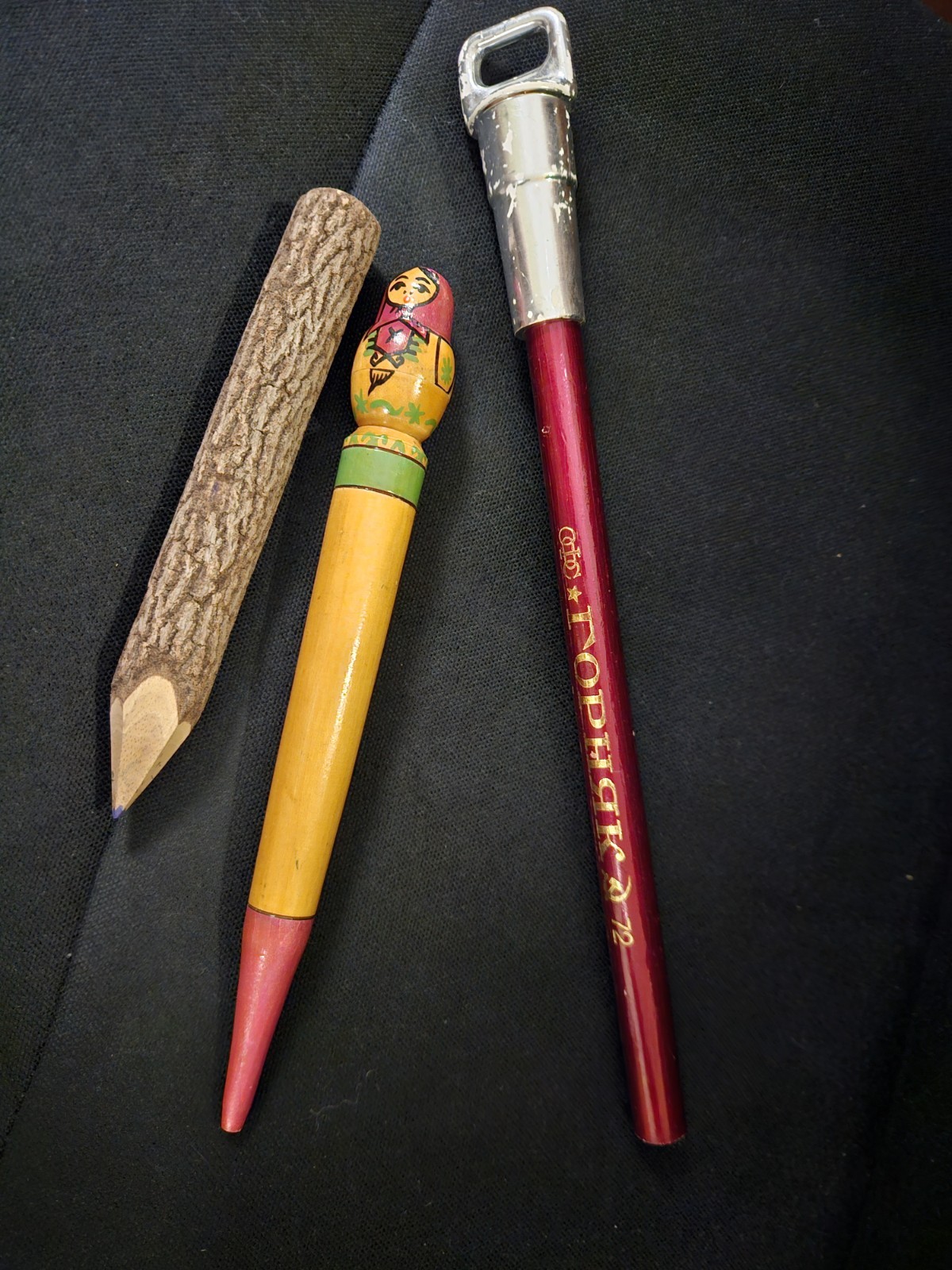 3 pcs Collectible BIG Pencils and Pen Vintage